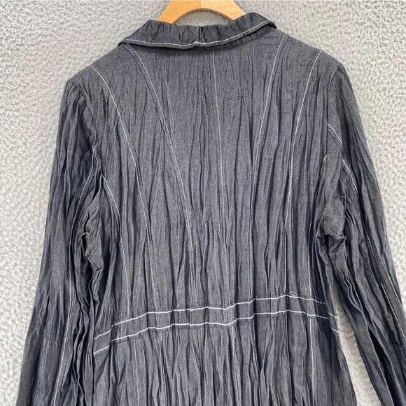 Simon Chang Blazer Womens 14 Gray Pleated Button Up Pockets Lightweight Office - Picture 4 of 10